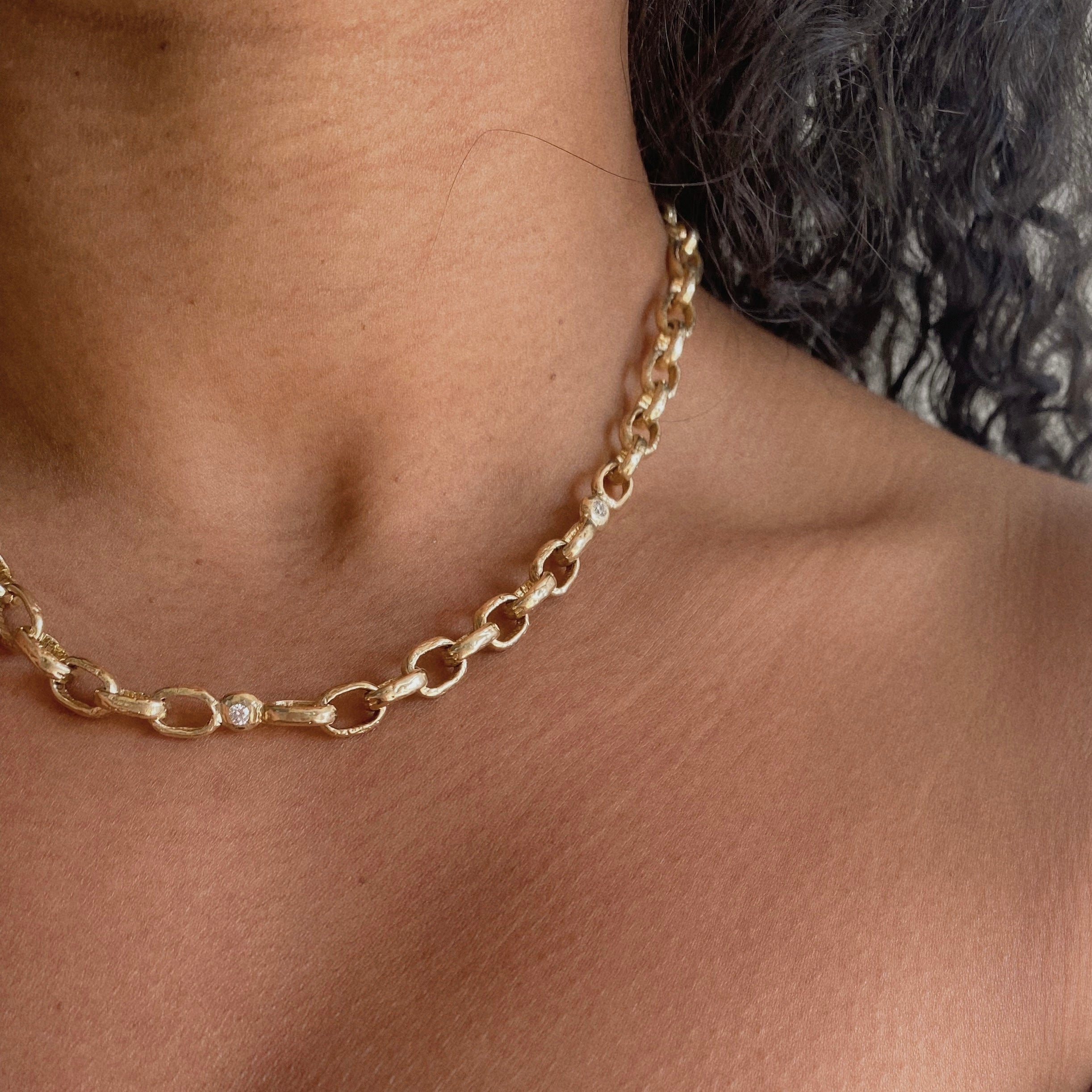 Diamond Oak Chain Necklace – CAM Jewelry